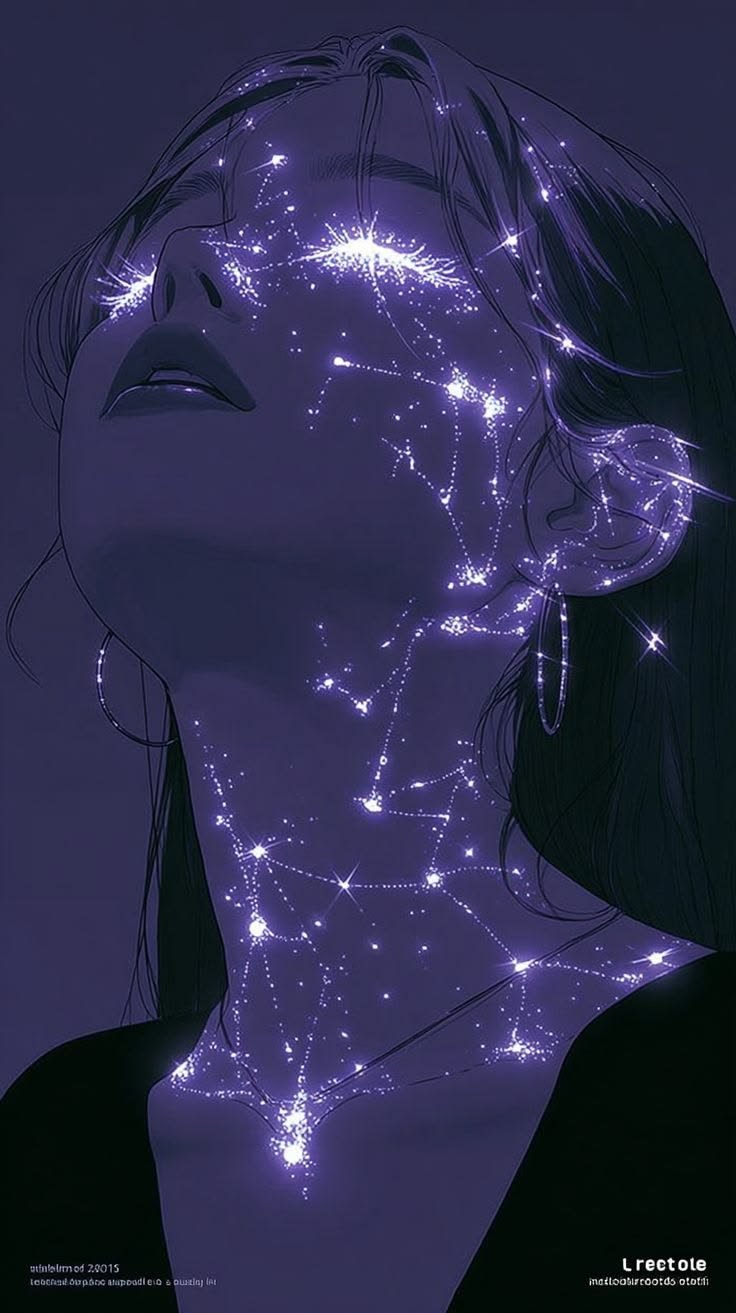 Violet starry aesthetic avatar with purple tones and clean framing for Discord profile use