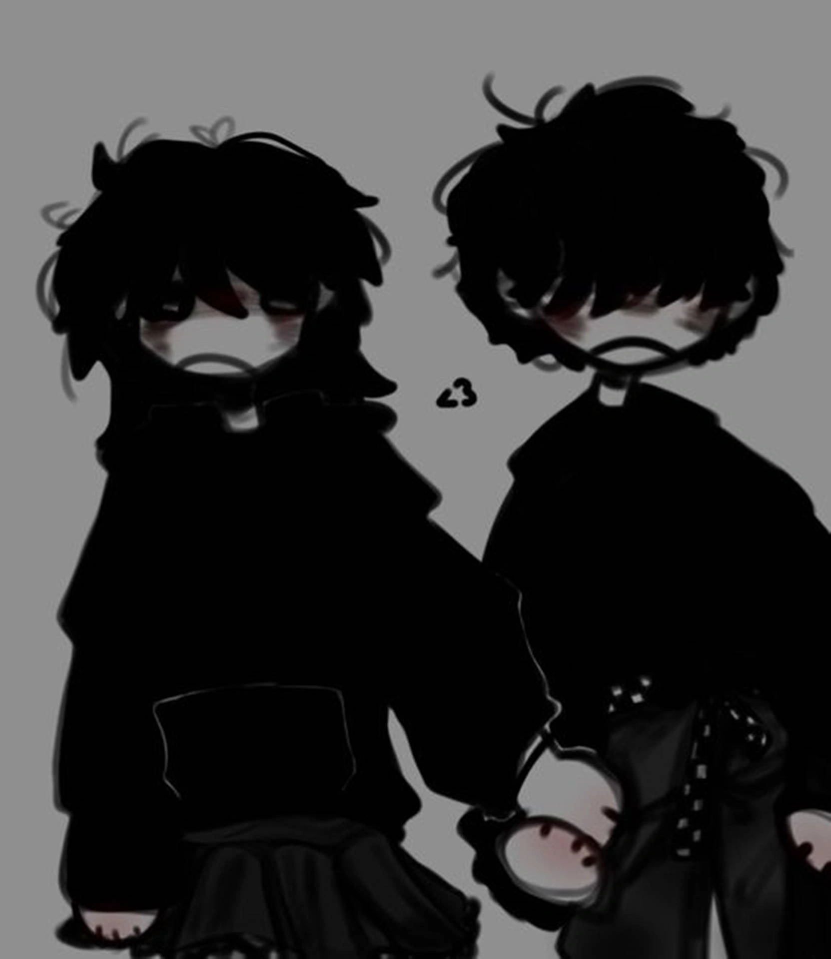 Alt friends pfp with matching cat ears and emo styling for playful duo profile use
