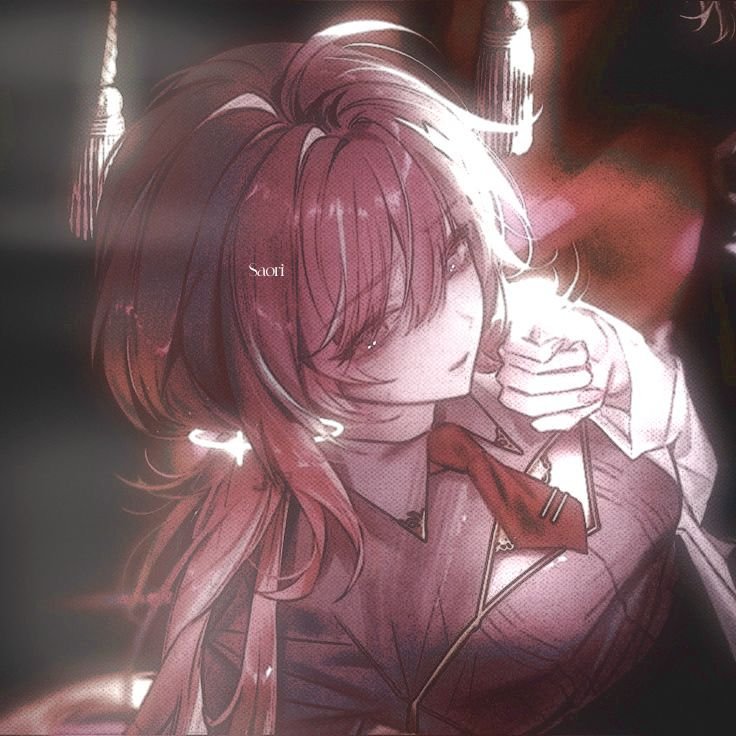 Anime girl red pfp in school uniform with sunset glow for aesthetic TikTok and Instagram profiles