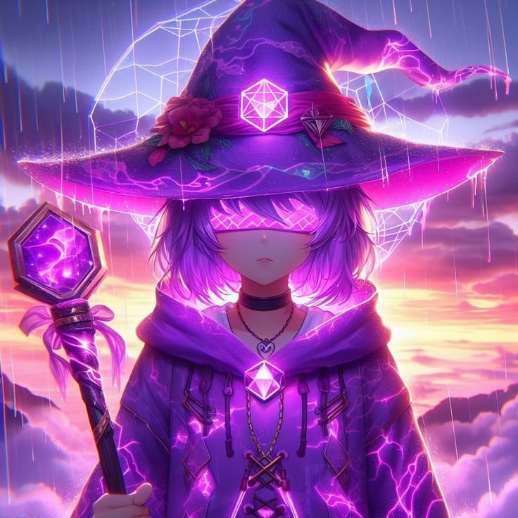Anime purple avatar with mystic mage styling for fantasy profile picture aesthetics