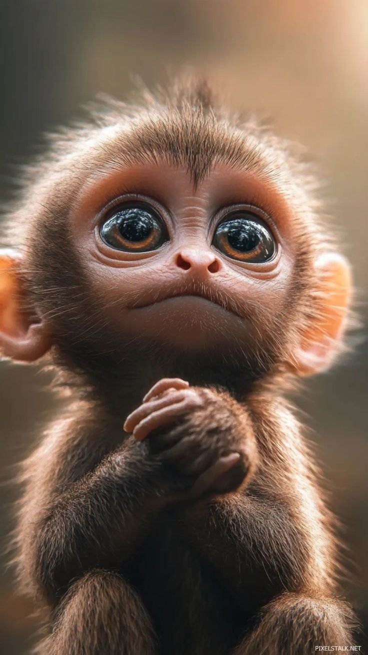 Sunlit baby monkey avatar with gentle expression for wholesome profile pictures on Instagram and Discord