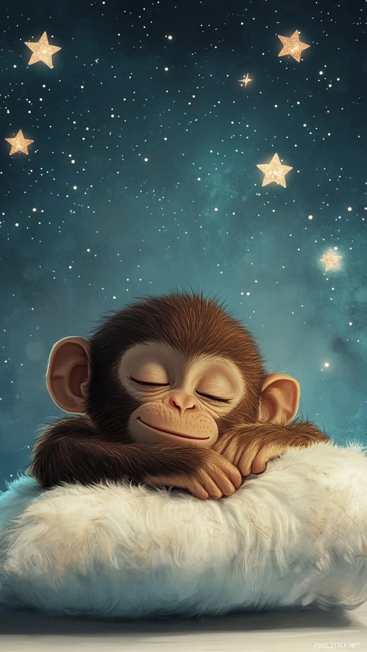 Baby monkey pfp with sleepy eyes and blanket for wholesome Discord and soft Instagram profiles