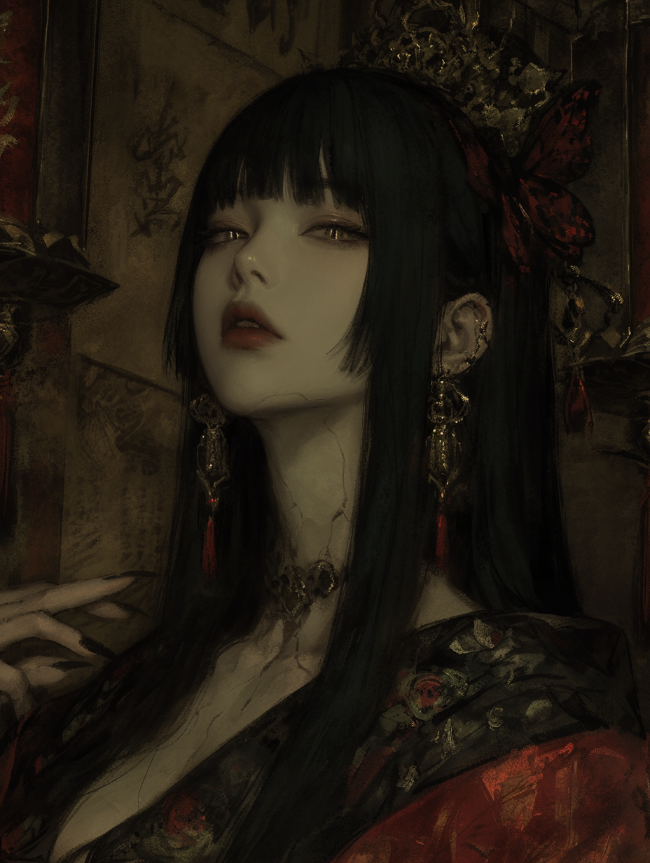 Black and red goth girl pfp with sharp eyeliner and deep shadows for bold Instagram profiles