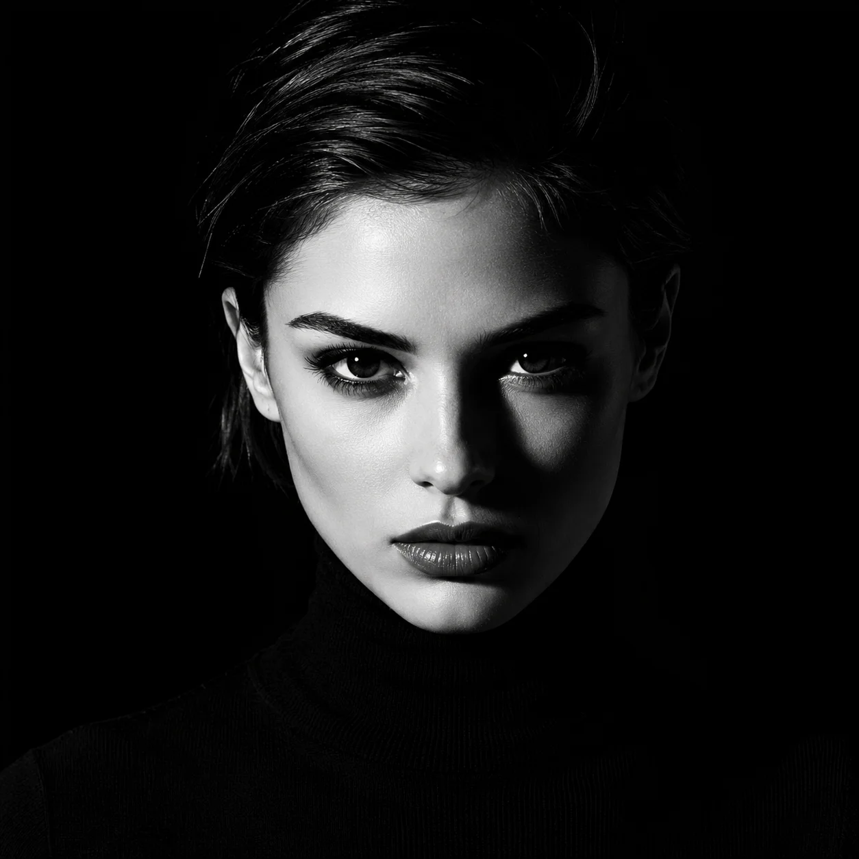 Black and white pfp with bold portrait and high contrast for Discord and Instagram profile use