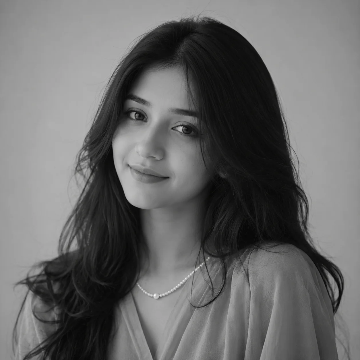 Black and white girl pfp with soft shadow and monochrome elegance for social media profile use