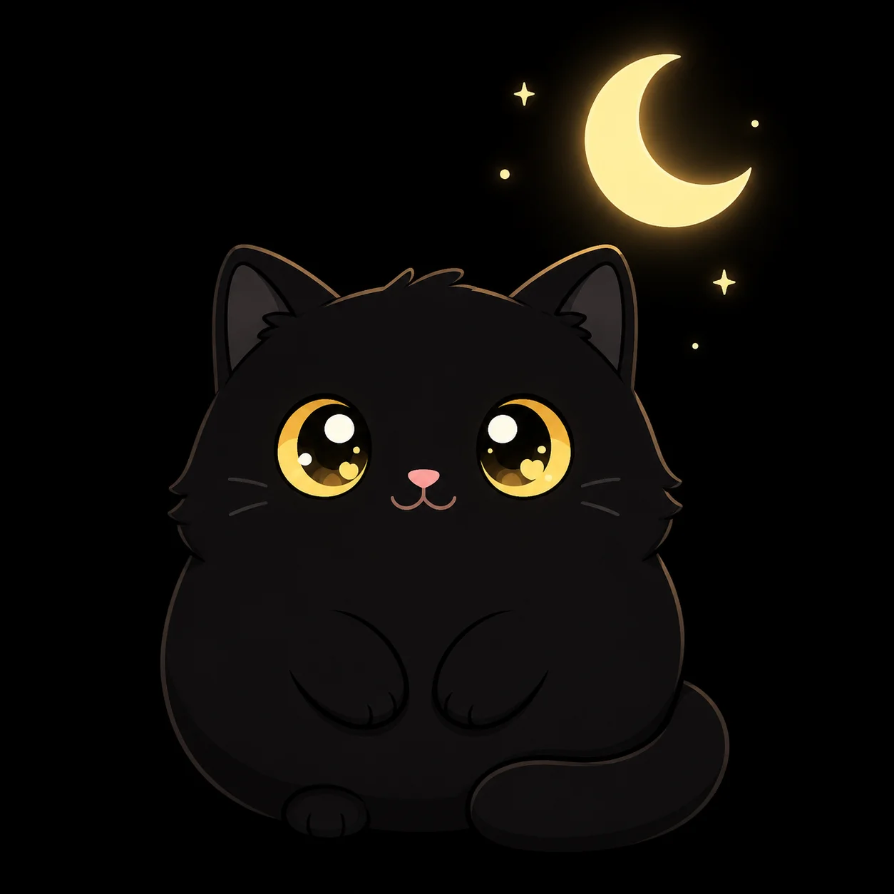 Black cat silhouette pfp against a full moon and night sky for a witchy, aesthetic Halloween Instagram profile picture