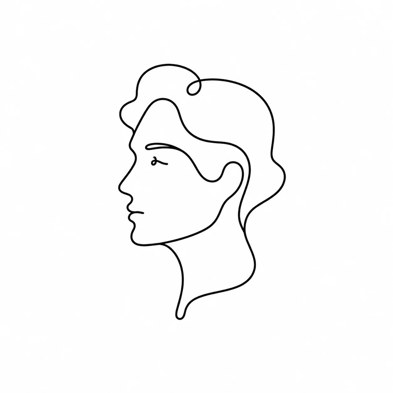 Minimalist black and white pfp line-art icon with clean geometric shapes for a simple, modern, brand-ready profile picture
