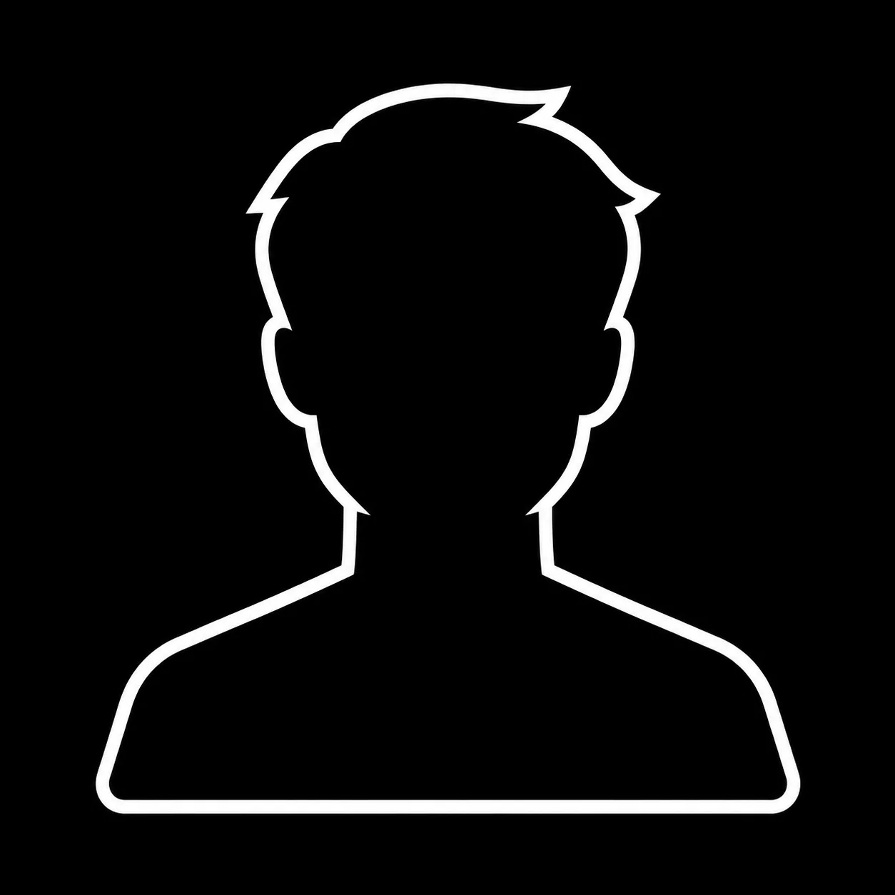Simple black pfp character bust with a bold outline for a clean, minimal Discord and gaming dark mode profile picture