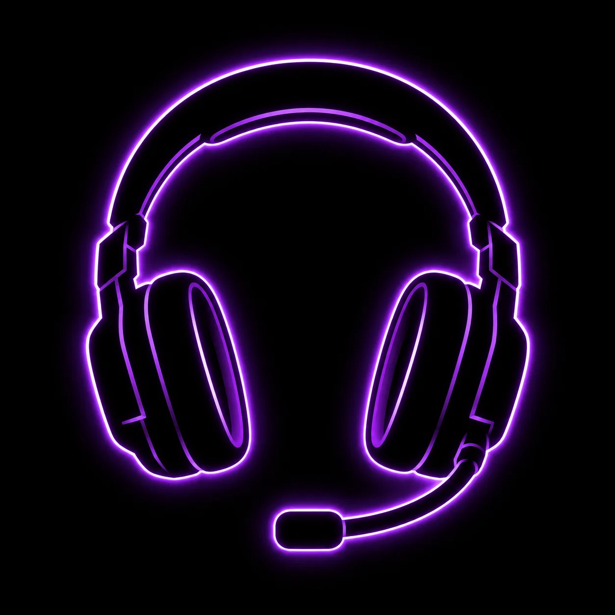 Black pfp gaming headset silhouette with a purple neon outline for a bold Discord and competitive esports team avatar