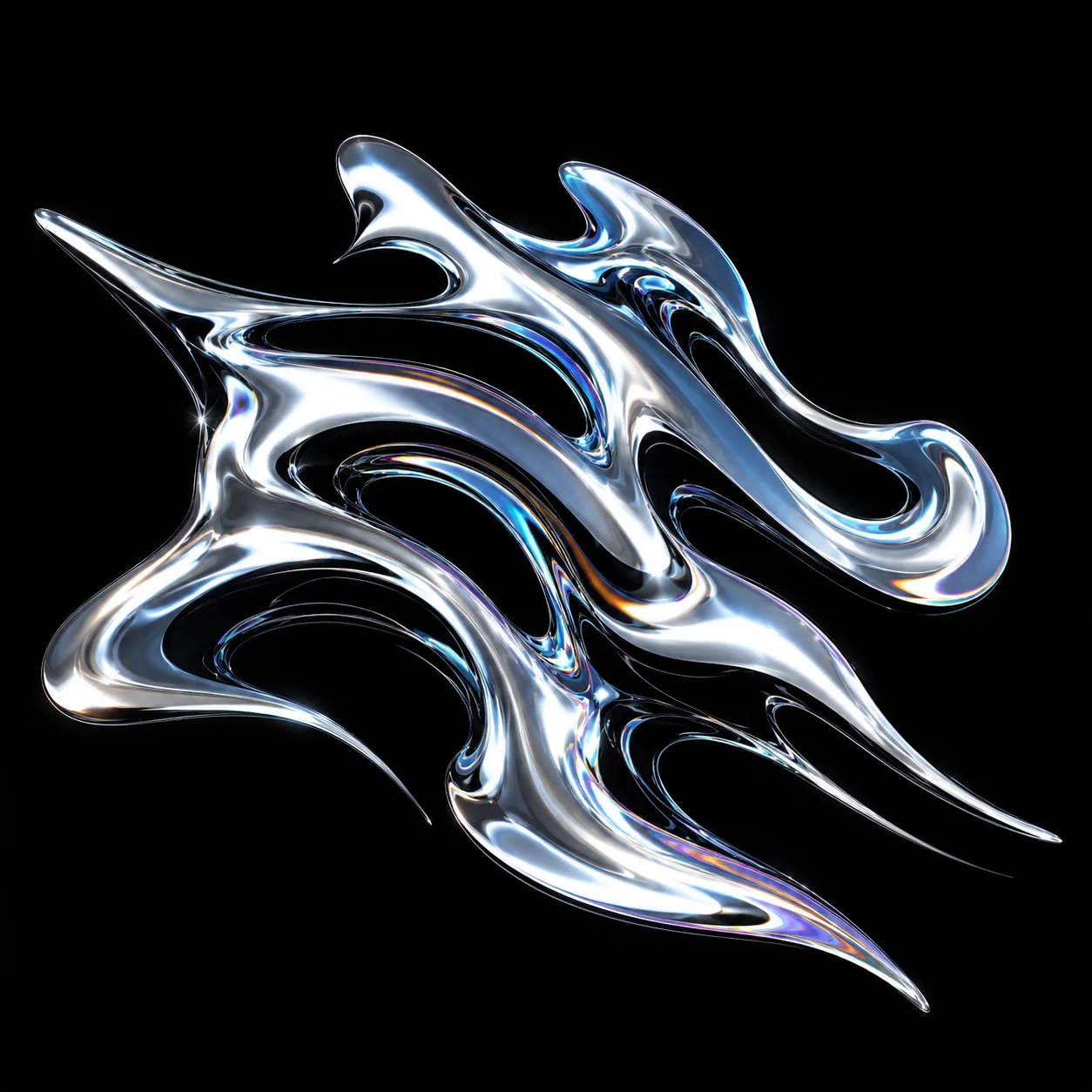 Y2K black pfp with liquid chrome metal texture and glossy reflections for a retro-futuristic Discord and gaming avatar