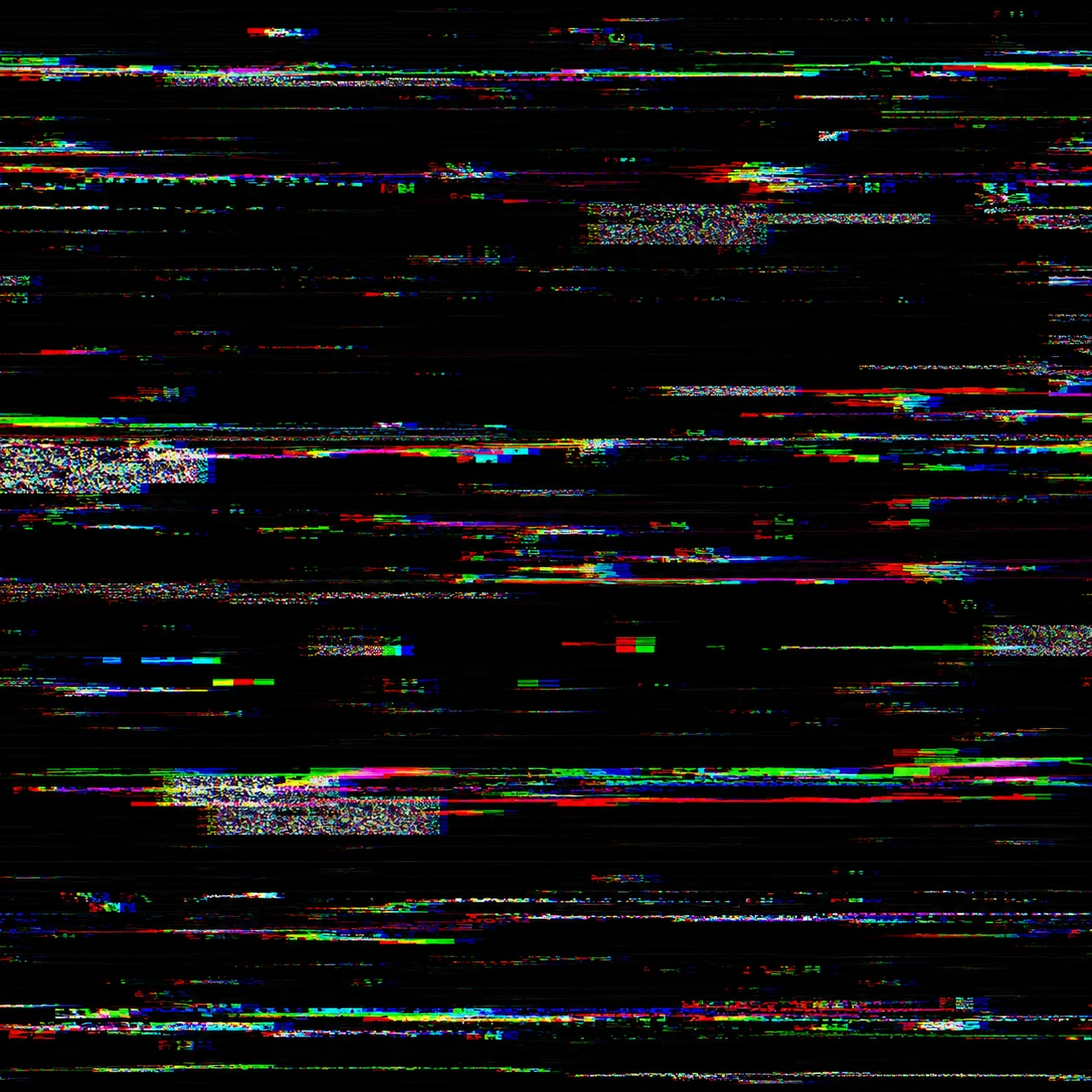 Y2K black pfp with a digital glitch effect and RGB static lines for an edgy, aesthetic Discord and Instagram picture
