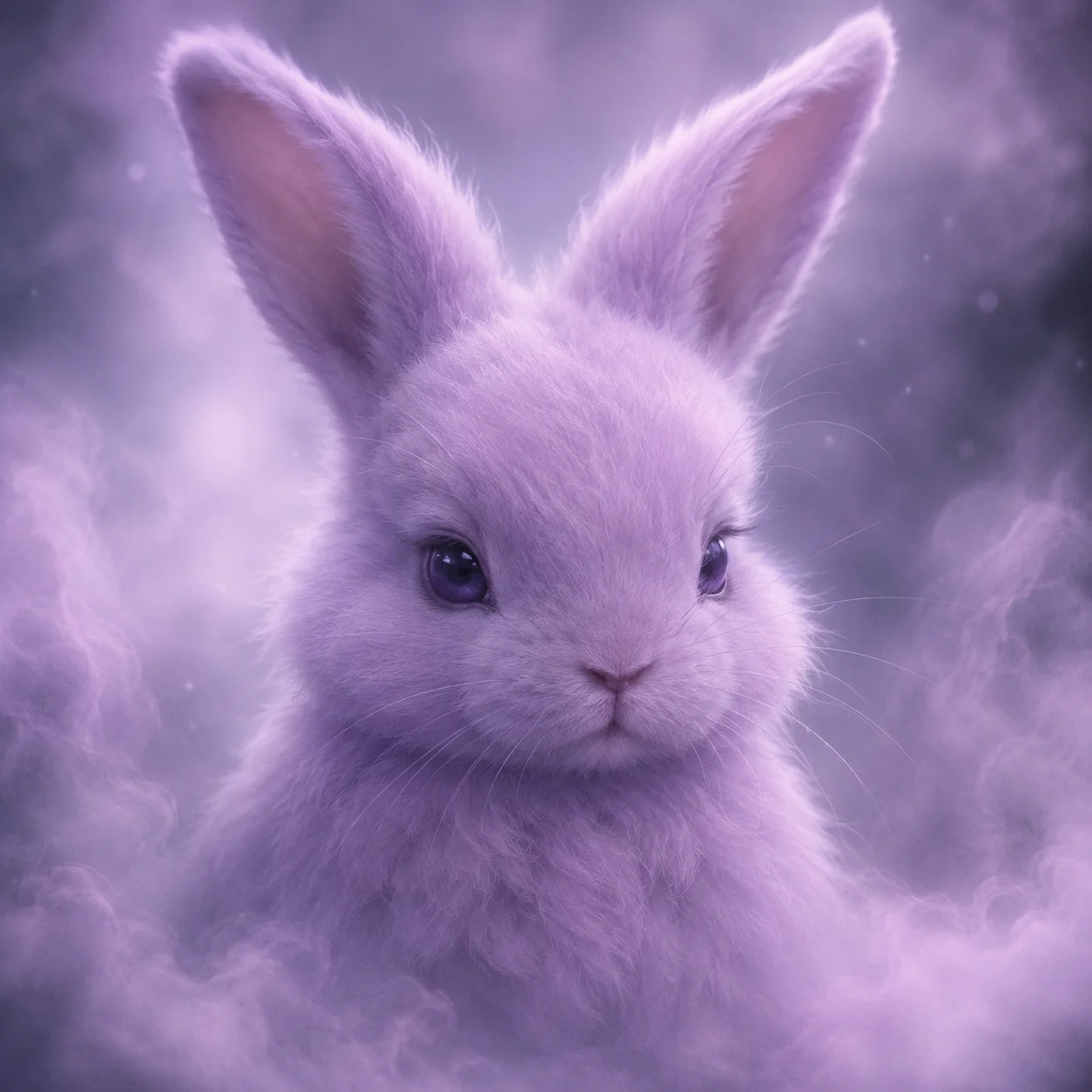 Aesthetic bunny pfp with lavender mist and soft glowing background ideal for dreamy TikTok profile pictures
