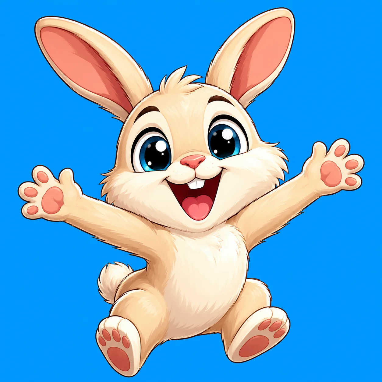 Cartoon bunny pfp with big eyes jumping happily for playful Discord profile pictures