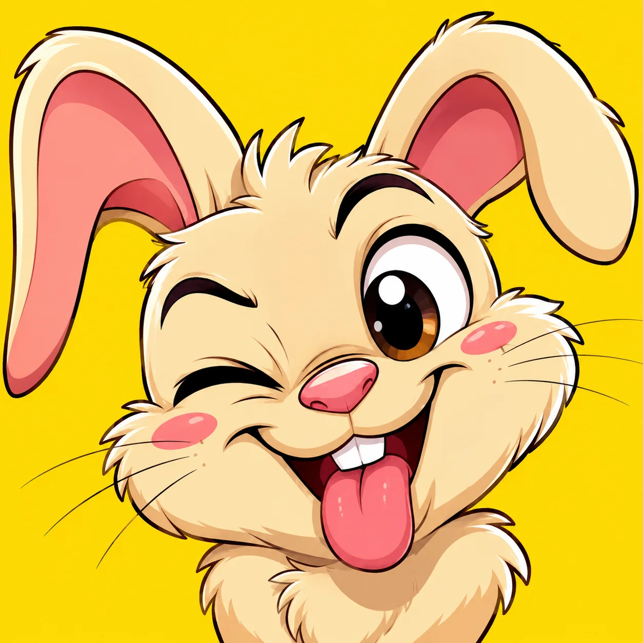 Cartoon bunny pfp with tongue out and cheeky expression for funny Discord profile pictures