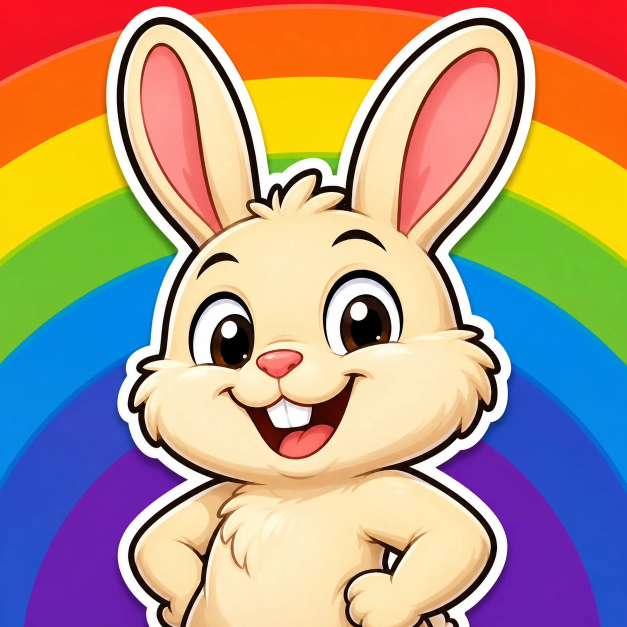 Cartoon sticker style bunny pfp with rainbow accents for kawaii TikTok profile pictures