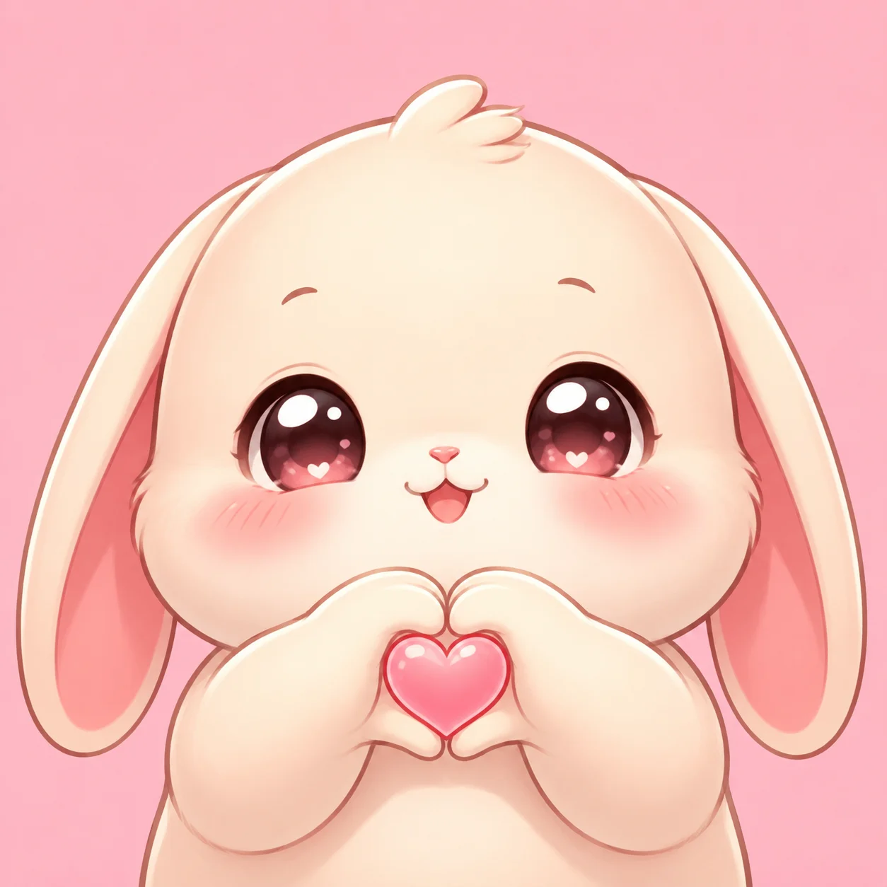 Chibi bunny pfp making heart hands with tiny paws for cute Instagram profile pictures