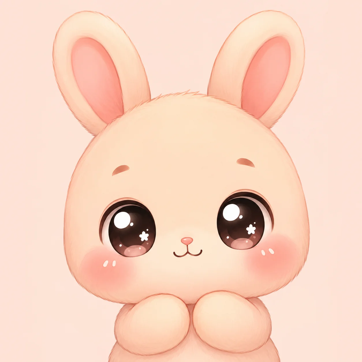 Chibi bunny pfp with mini body and big sparkling eyes for kawaii Discord profile pictures