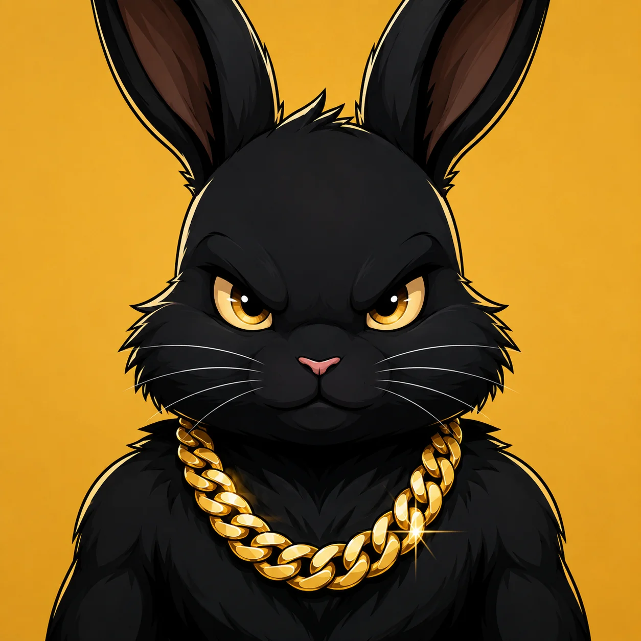 Cool black bunny pfp with a gold chain and confident pose for edgy Instagram profile pictures