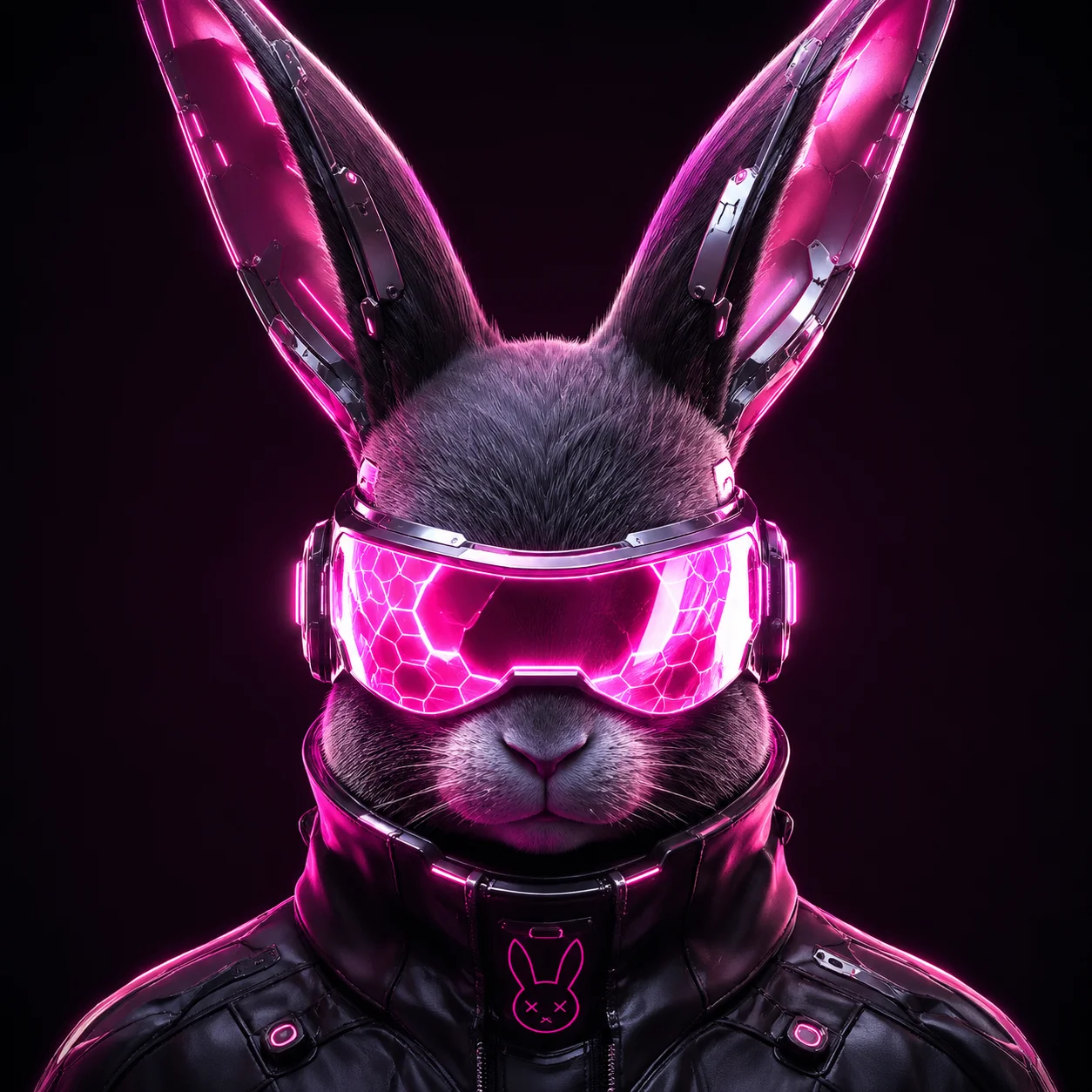 Cool neon cyberpunk bunny pfp with a glowing visor for aesthetic TikTok profile pictures