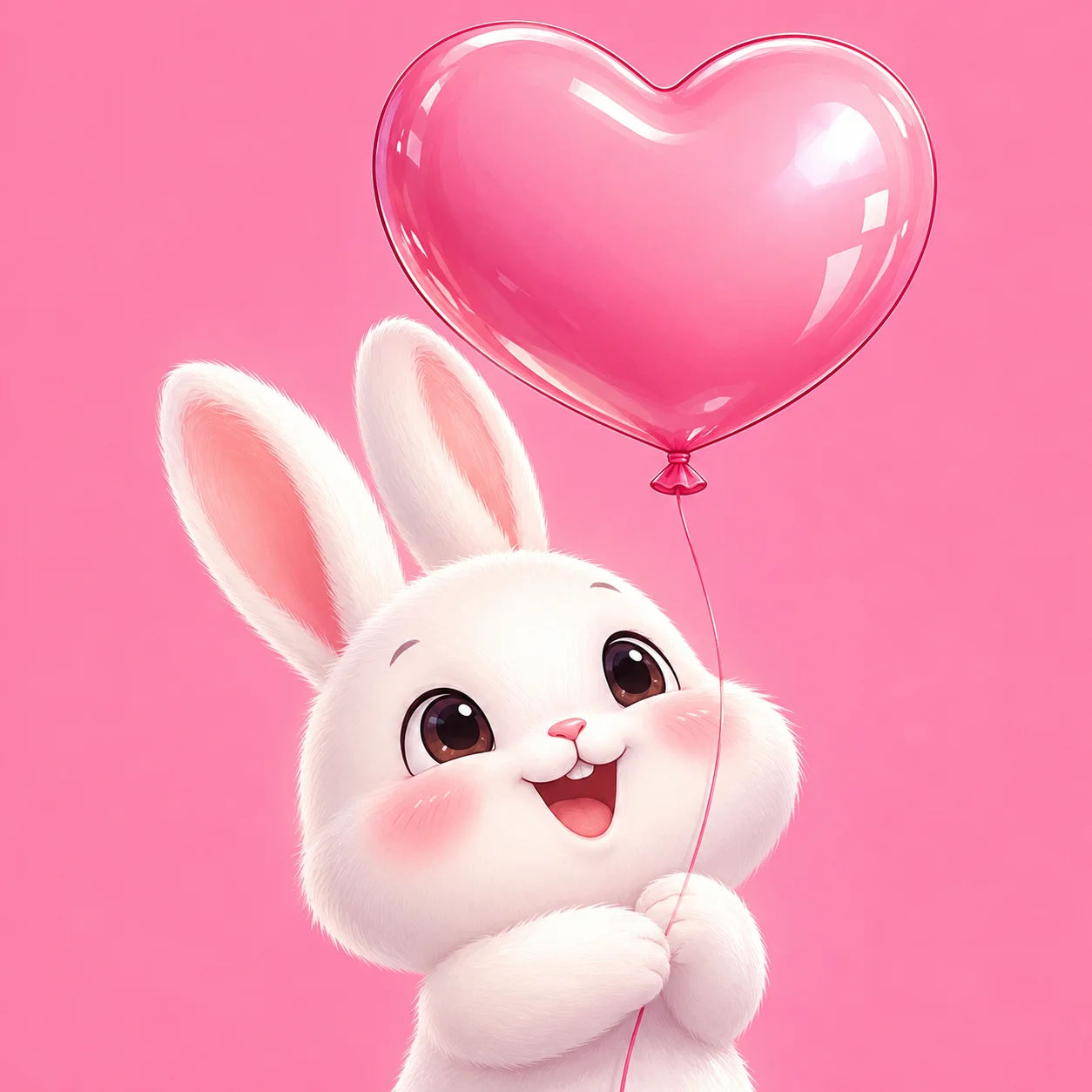 Cute bunny pfp holding a pink heart balloon perfect for wholesome Discord and TikTok profile pictures