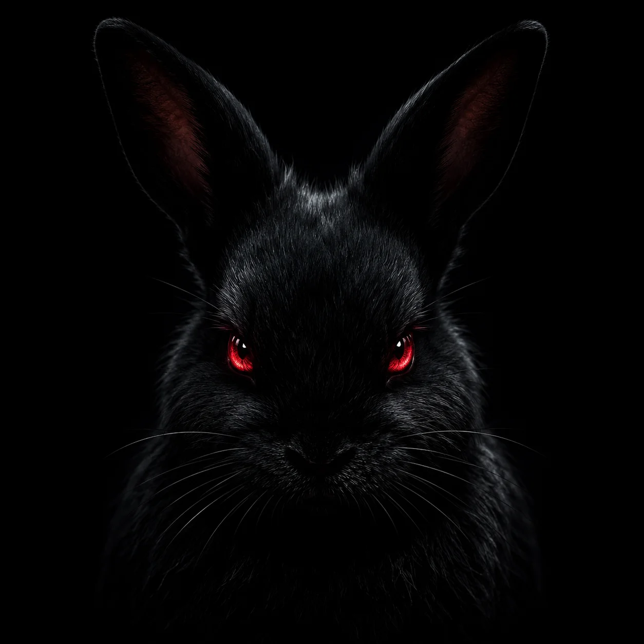 Dark emo bunny plush pfp in red and black colors for goth Discord profile pictures