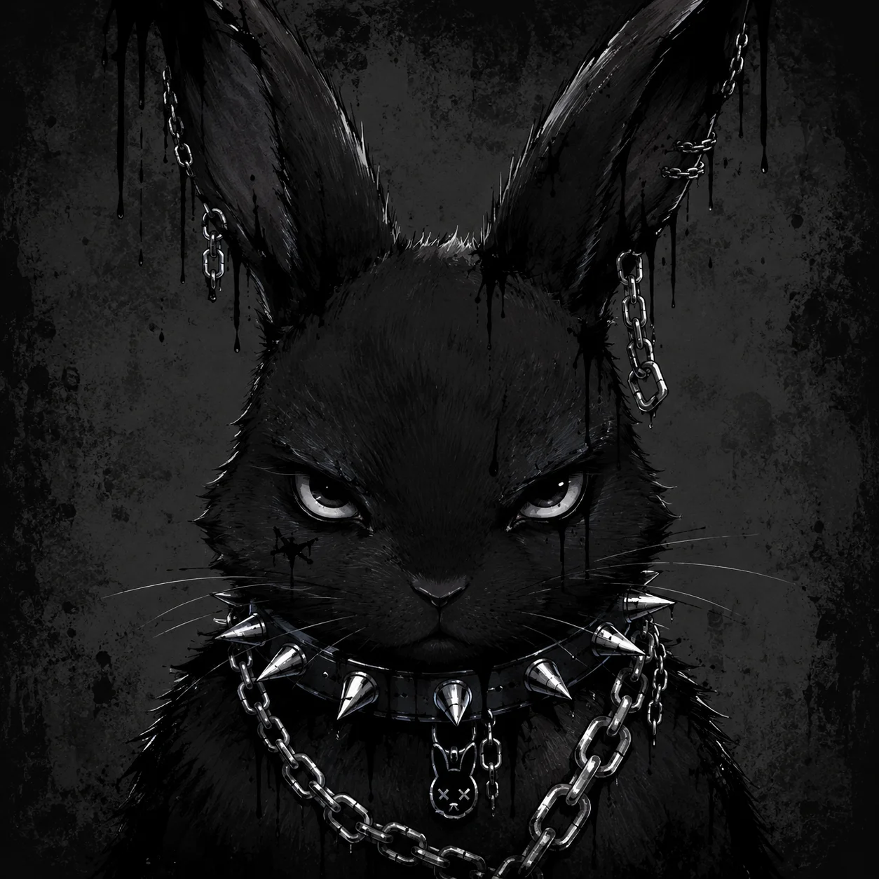 Goth emo bunny pfp with chains and spikes for edgy TikTok and Discord profile pictures