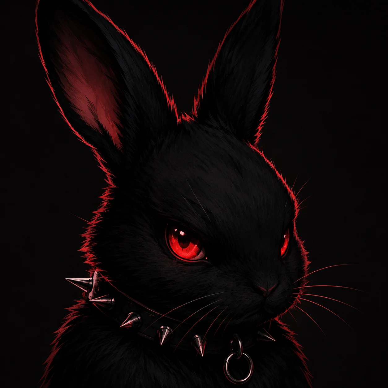 Matching emo bunny pfp in red and black tones for edgy couple TikTok profile pictures