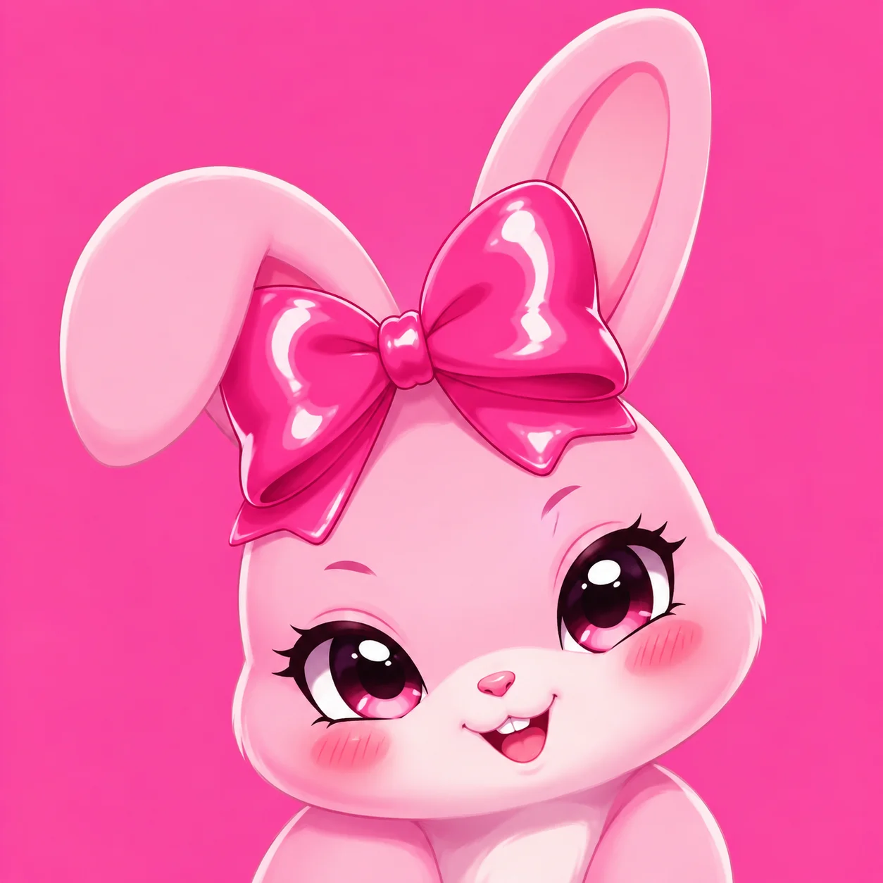 Pink bunny pfp with bubblegum tones and a glossy bow for girly Discord profile pictures