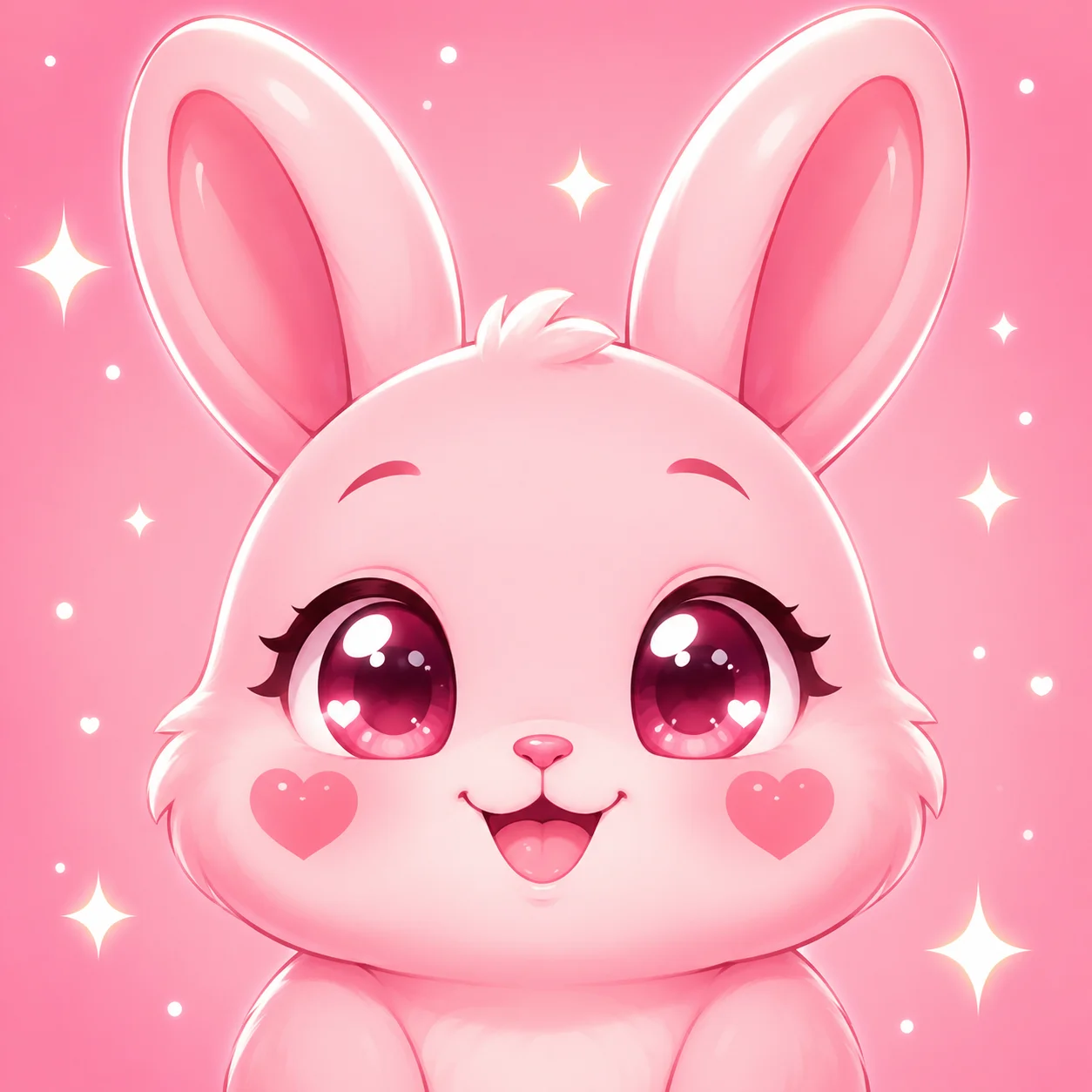 Pink bunny pfp with heart-shaped cheeks and sparkles for aesthetic Instagram profile pictures
