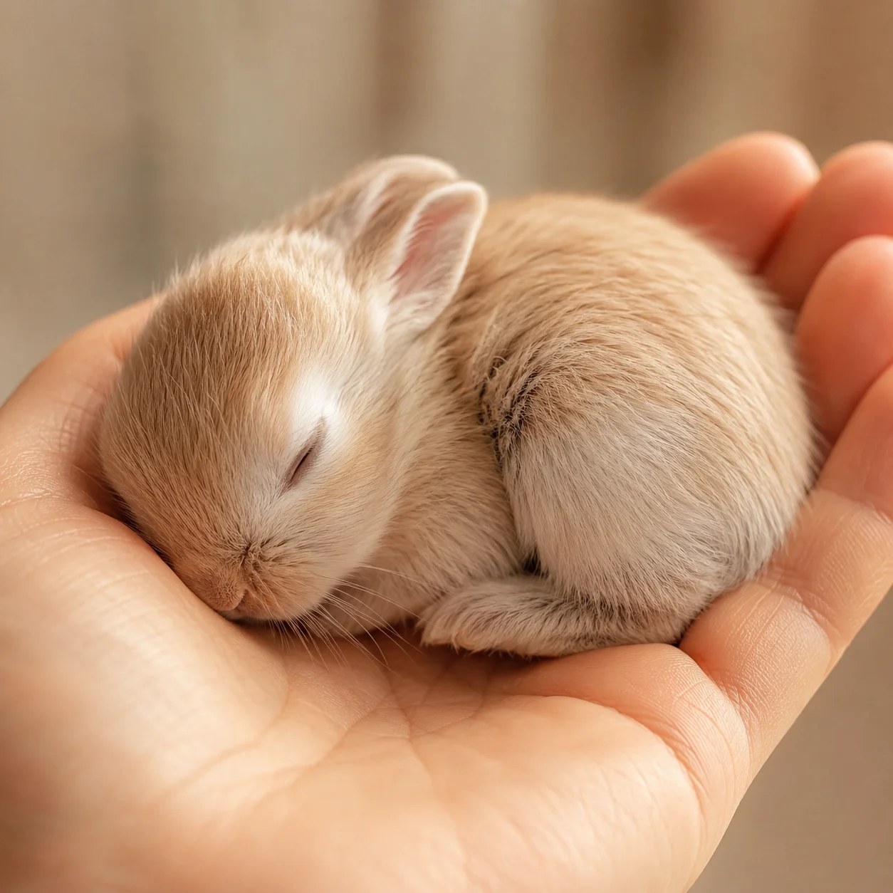 Realistic baby bunny pfp resting in a human palm for gentle Discord profile pictures