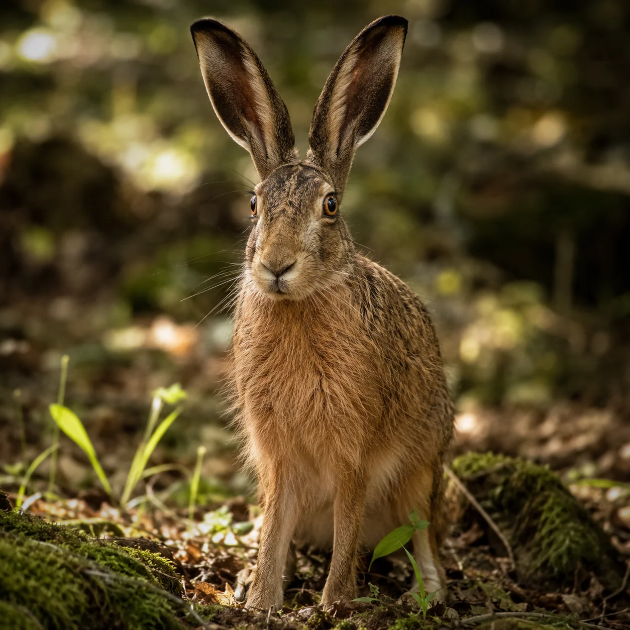 Realistic wild hare bunny pfp in a forest with brown fur for aesthetic Discord profile pictures