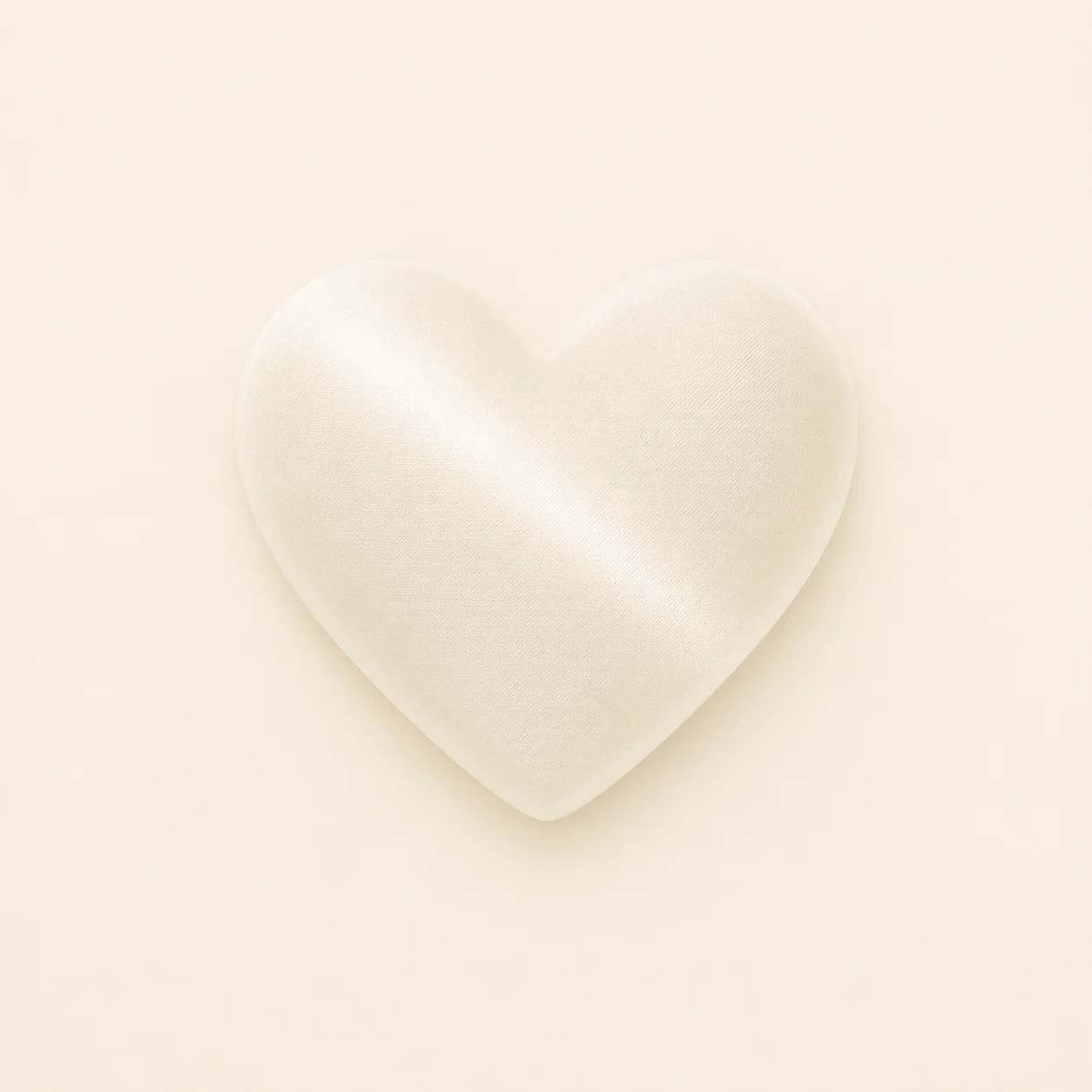 Minimal white heart pfp with soft cream shadow and subtle satin texture for clean coquette profiles (97 characters)