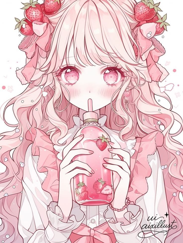 Soft anime coquette pfp with pink bow and dreamy eyes for Discord and TikTok profiles