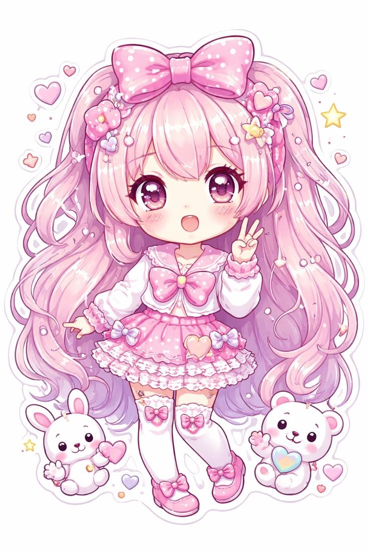 Kawaii anime coquette pfp with lavender ribbons and soft blush for aesthetic Instagram avatars