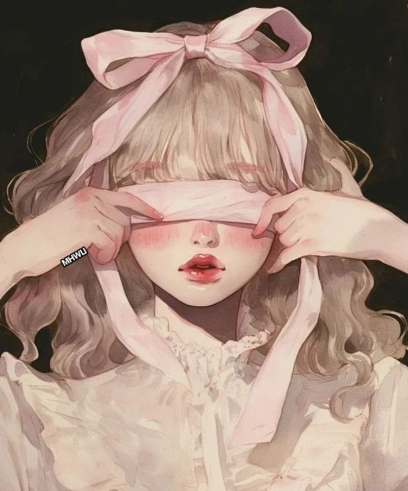 Vintage anime coquette pfp with pearl bow accents for romantic Instagram and Discord avatars