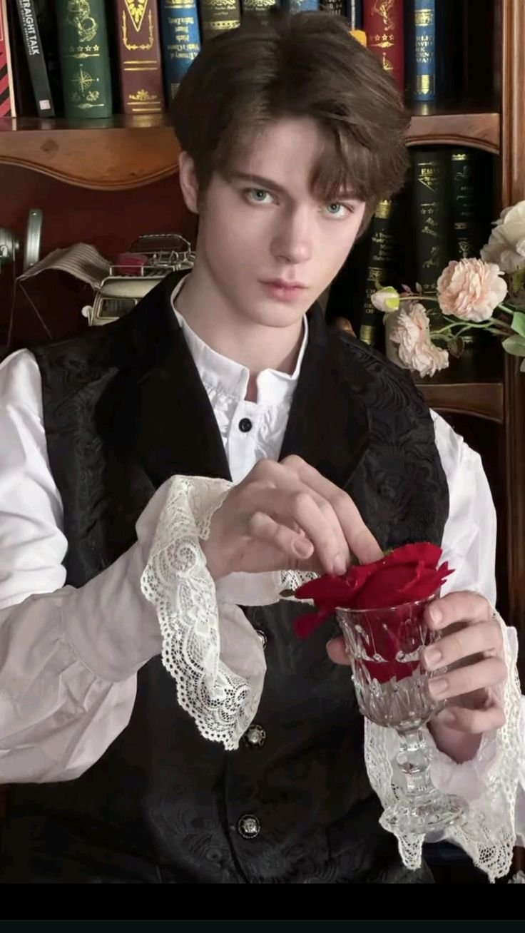 Vintage rose coquette boy pfp with tailored jacket aesthetic for stylish TikTok profile pictures
