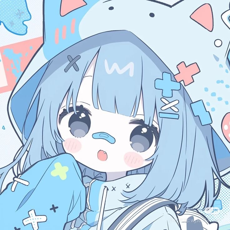 Sky blue anime coquette pfp with dreamy eyes for TikTok and Pinterest profile pictures