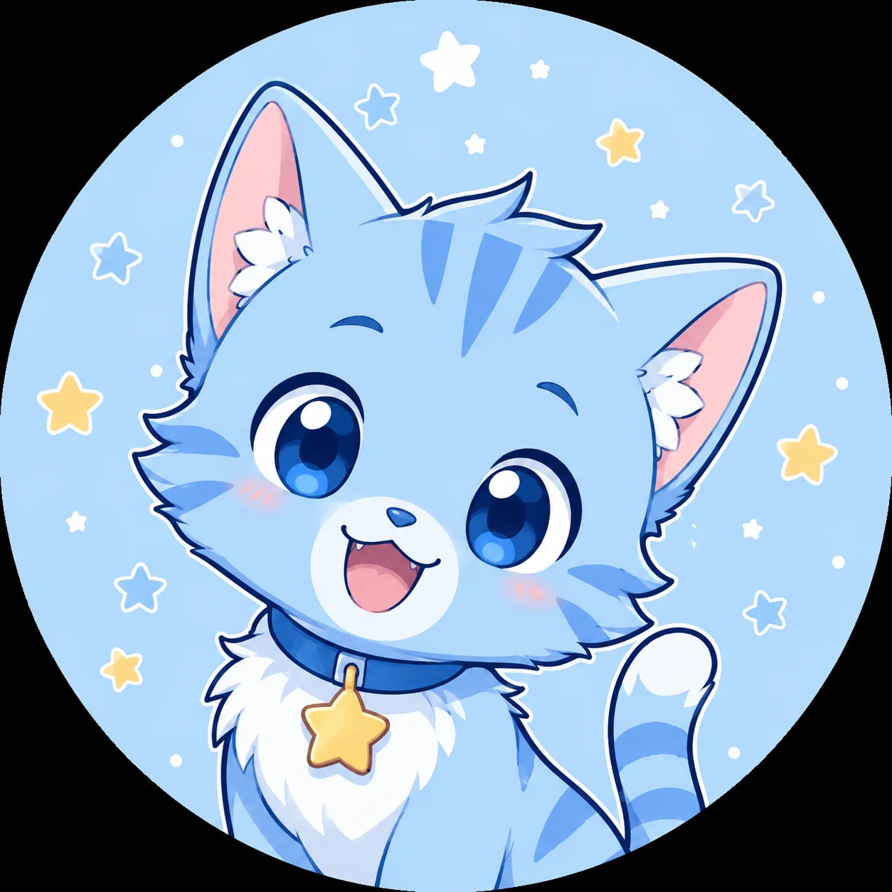 Cute blue matching cat pfp duo with star details for playful best friend and gaming profile pictures