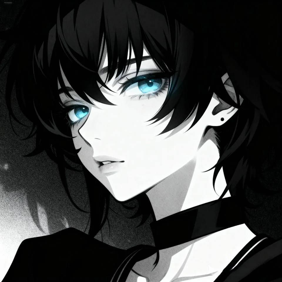 Cute emo avatar with pale blue window light and wistful mood for Instagram profile use