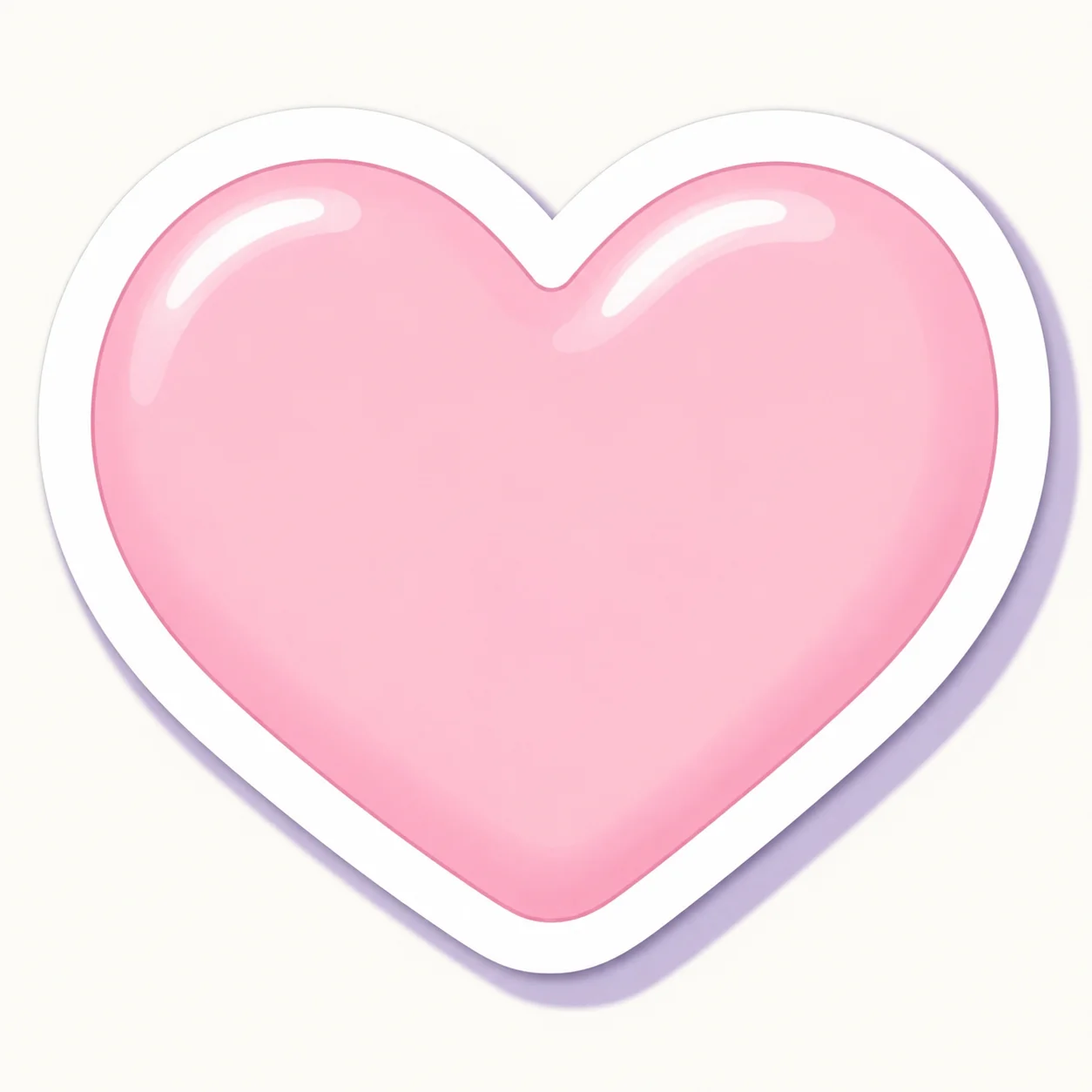 Pastel pink heart profile picture with thick white sticker outline and lilac shadow for aesthetic profiles (104 characters)