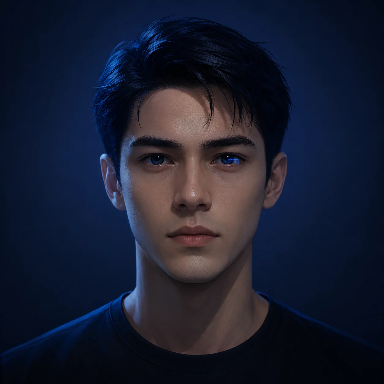 Dark blue gaming pfp with controller reflection and minimal framing for sleek Discord and gamer avatars