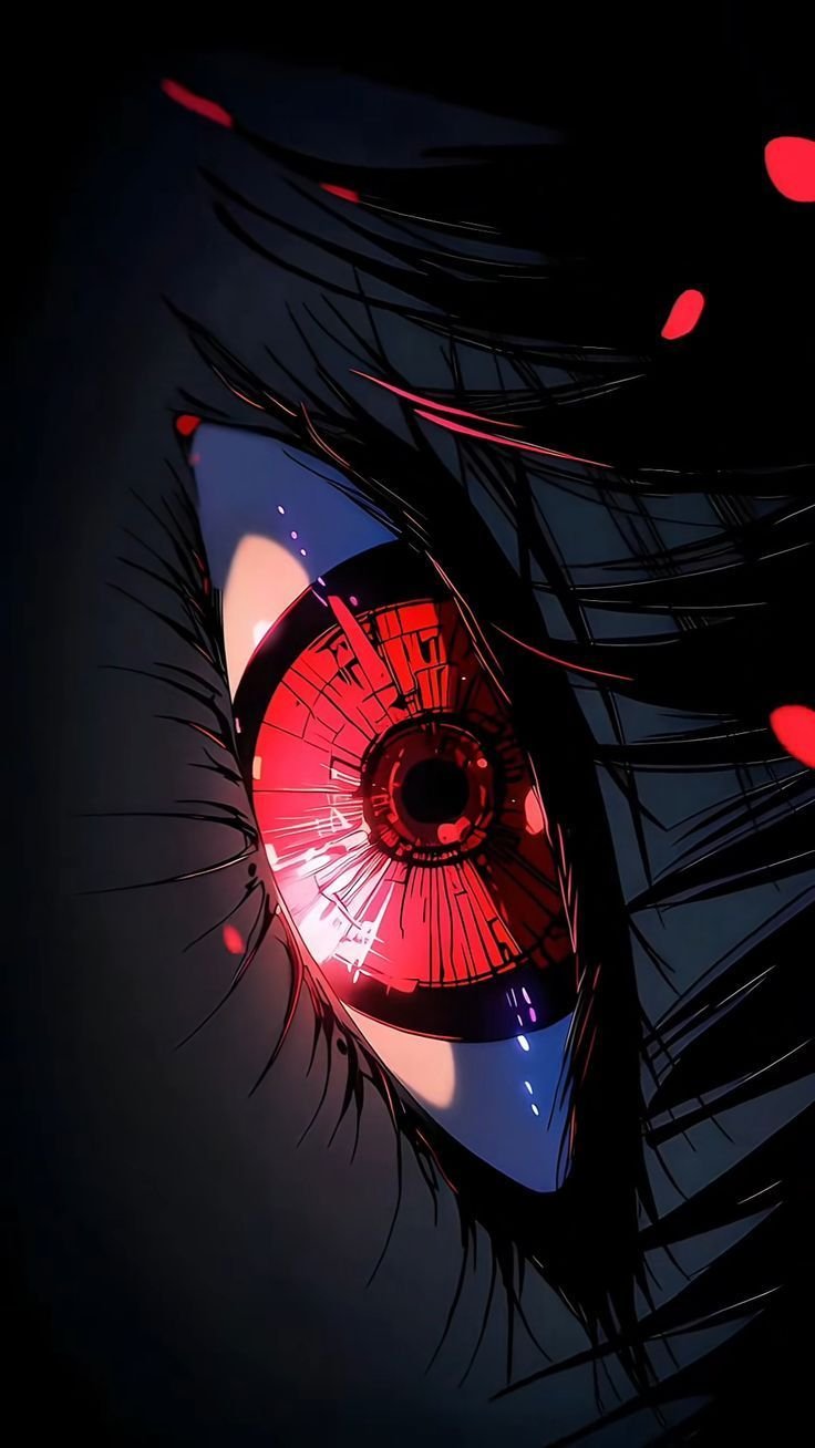 Dark red pfp close-up with glowing demon eye and black shadows for intense profile icons
