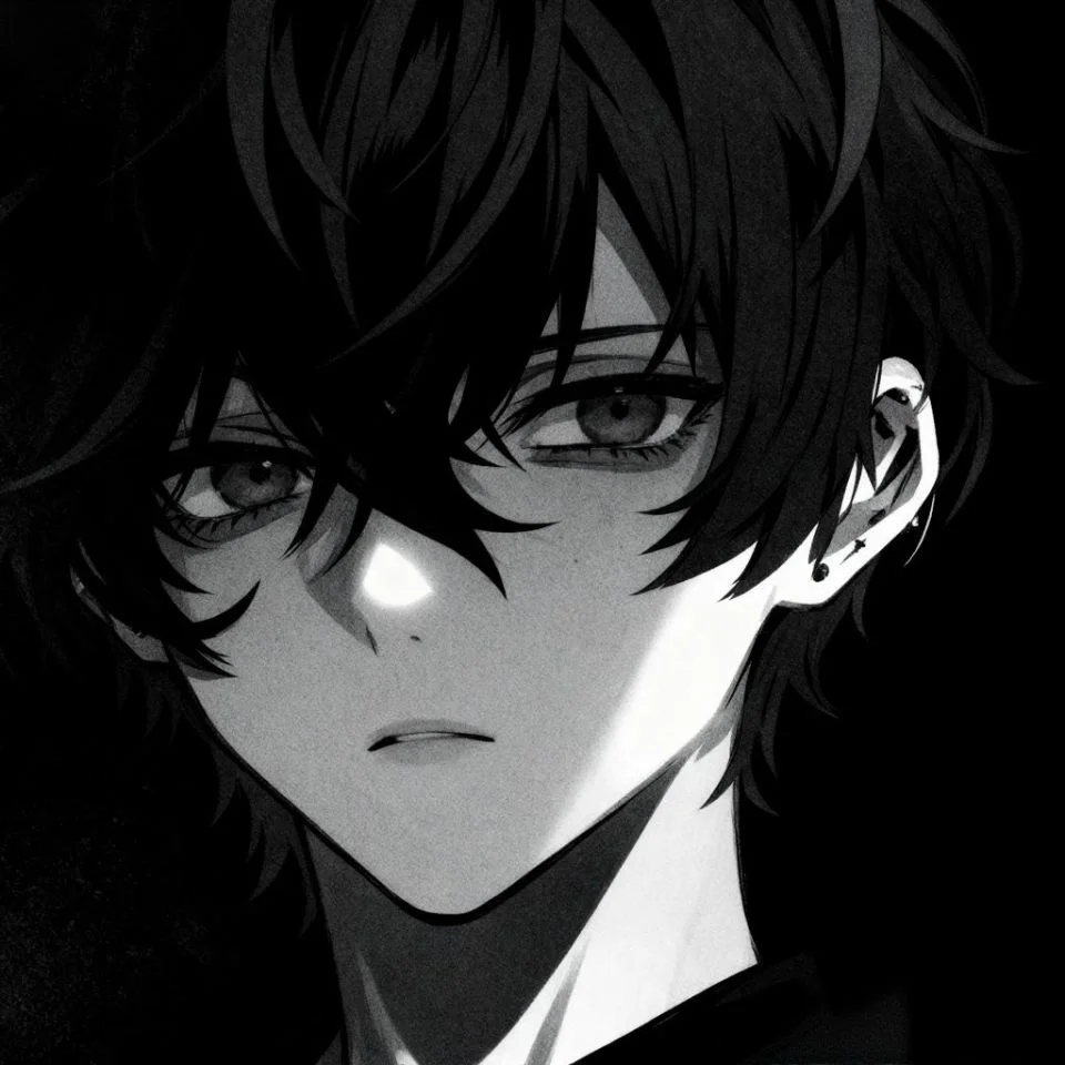 Discord avatar of emo boy in neon alley with moody lighting and cool anime styling