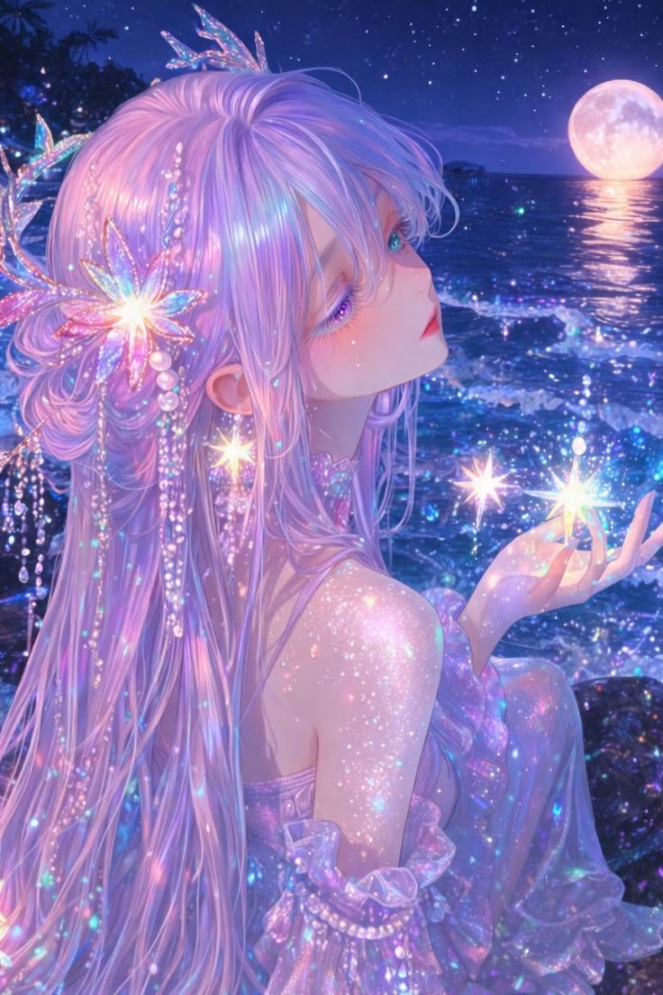 Dreamy lilac avatar with sweet star details for soft aesthetic Instagram and TikTok use