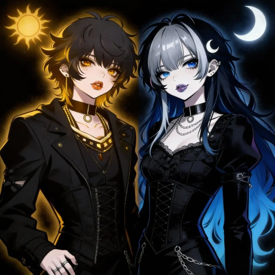 Emo pfp matching icons with moon and star details for aesthetic duo profile pictures