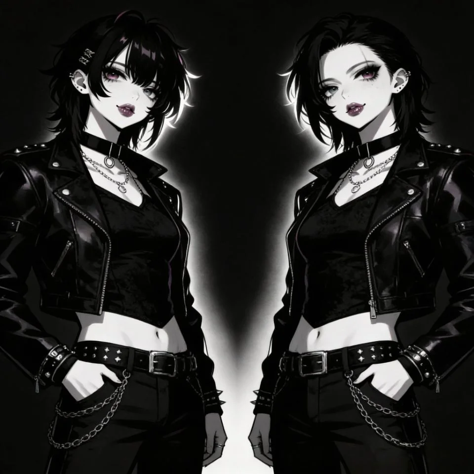 Matching emo pfp duo with opposite fringe colors for cool TikTok and Discord pair icons