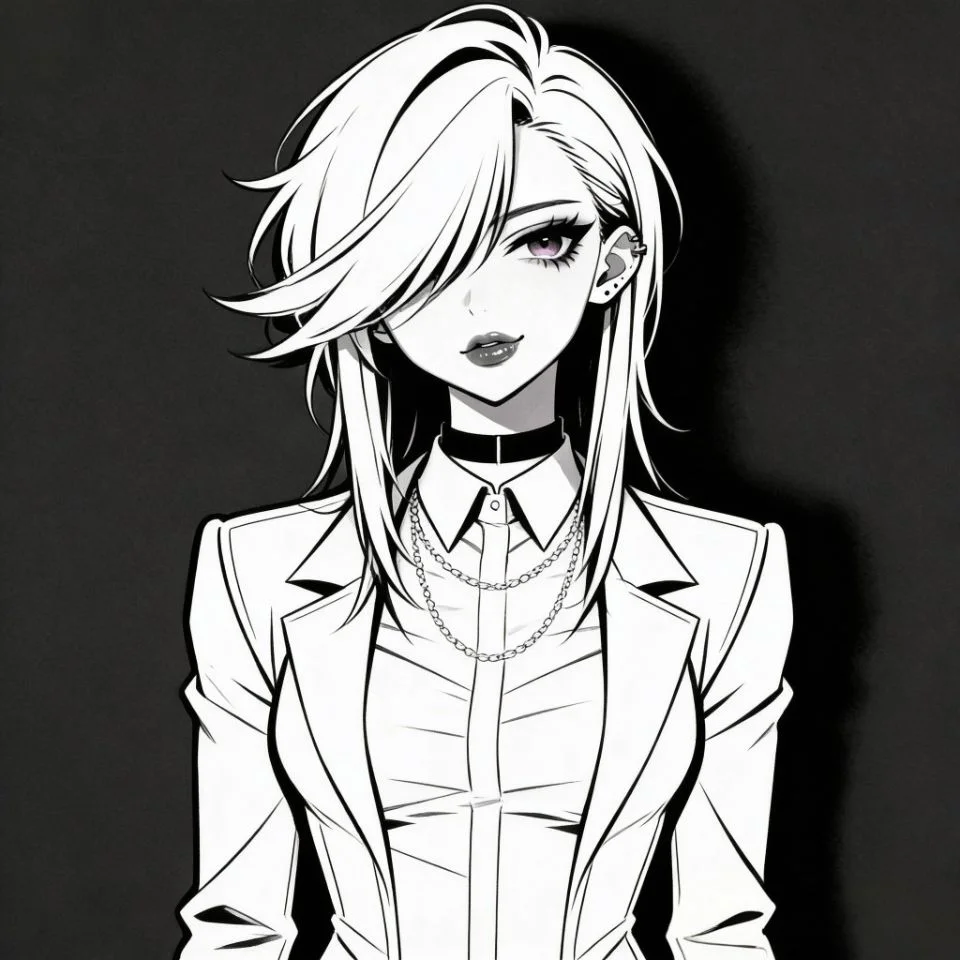 Emo pfp in black and white sketch style with sad expression for grunge avatar themes