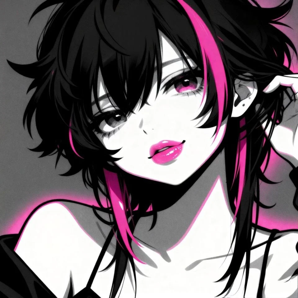 Y2K emo pfp with pink glitch overlay and retro mood for TikTok and Instagram profiles
