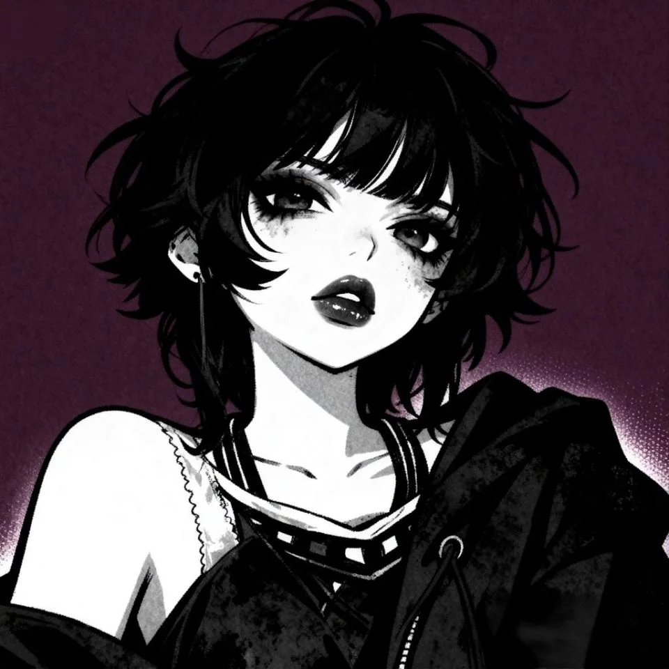 Grunge profile picture with smudged eyeliner and dark tones for cool emo avatar styling