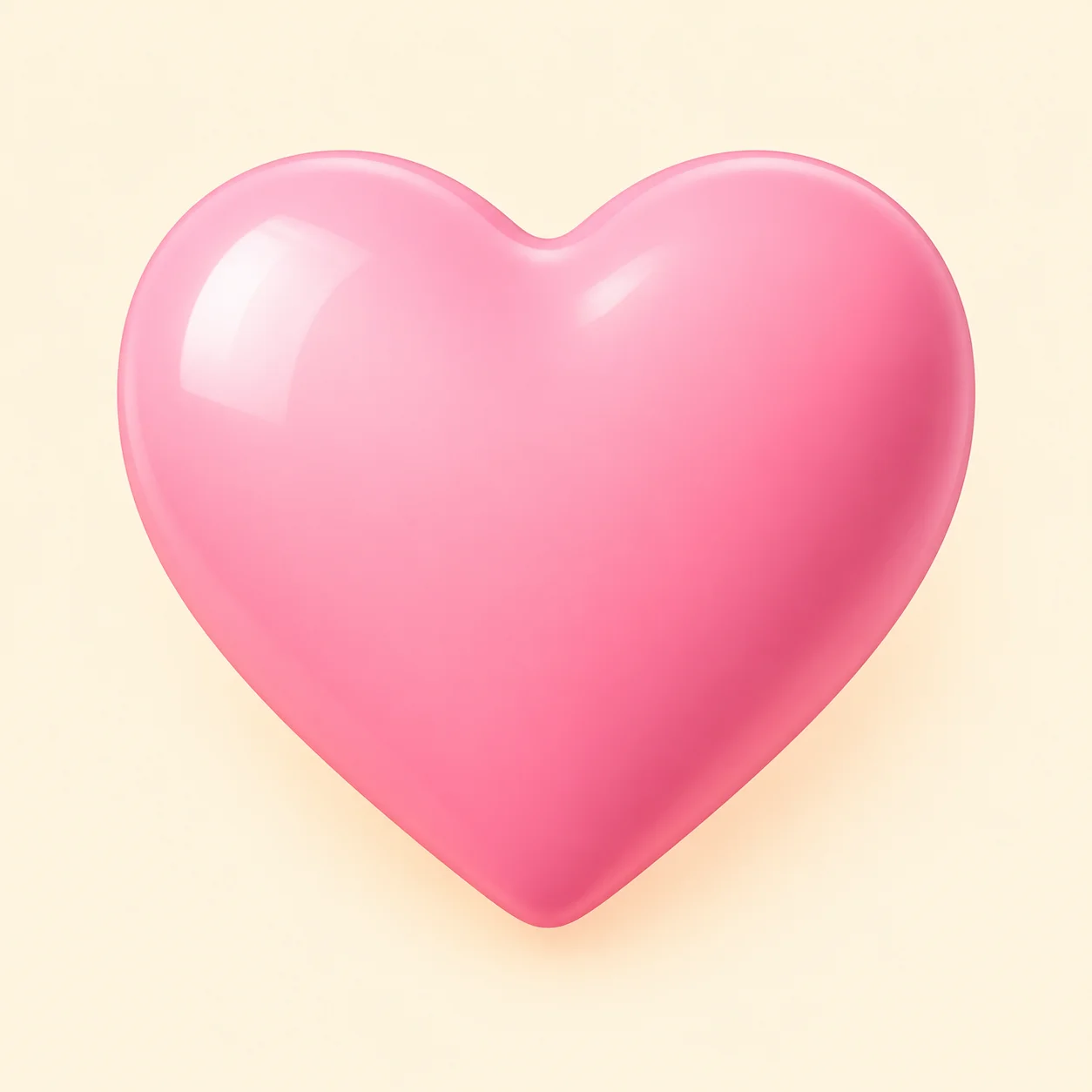 Cute pink heart pfp with glossy 3D bubblegum finish centered on cream background for Discord and TikTok (101 characters)